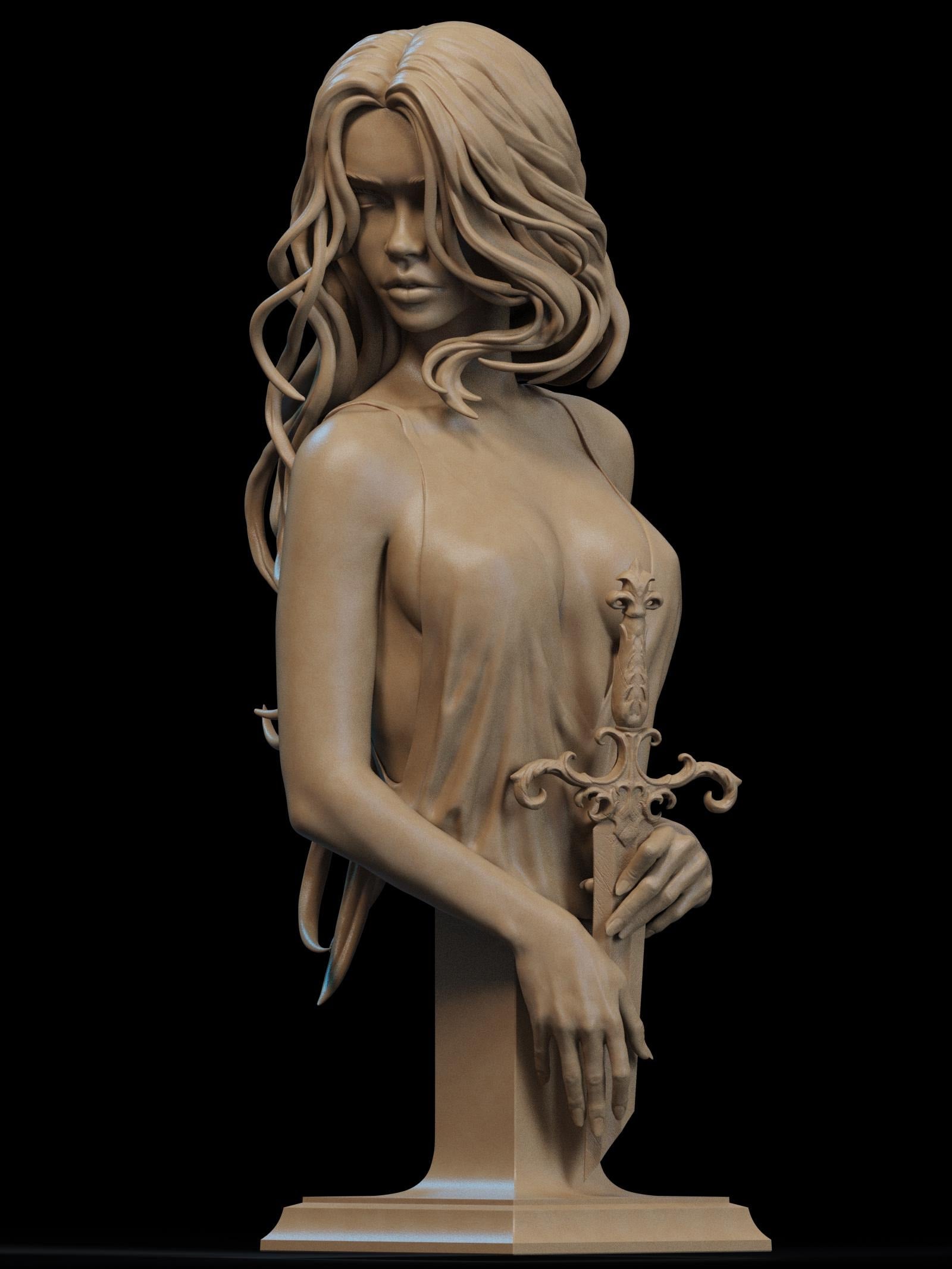 Lady of the Lake | Bust | Figurine | Collectible | Pin Up | CA 3D Studios