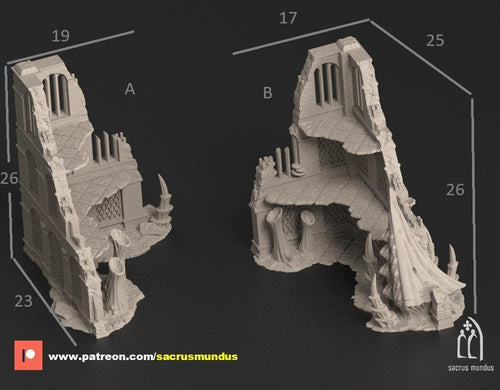 3 Story Ruins | Tulipa, The Infested World. 3d Printing Designs Bundle. Alien Bio Swarm, Hive, Scifi Ruins. Terrain and Scenery for Wargames