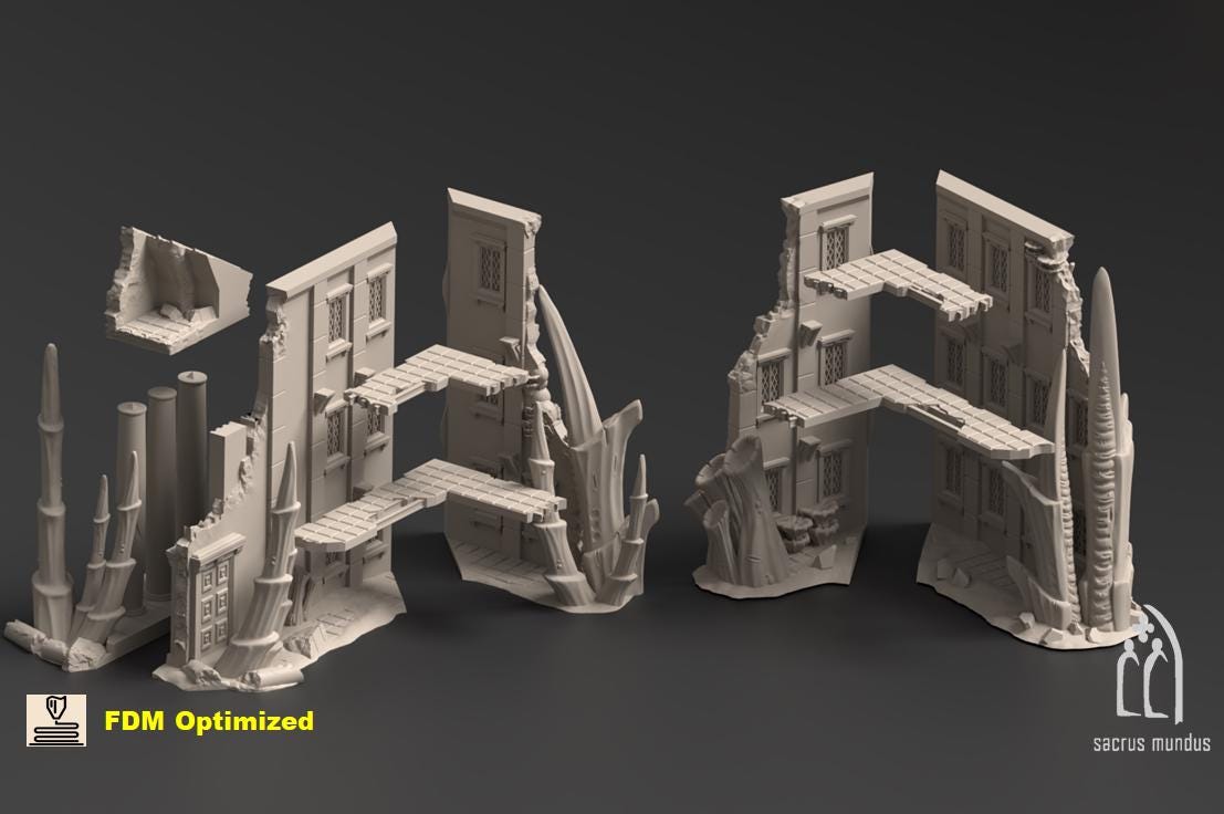 Tulipa, Evolved Infestation. 3d Printing Designs Bundle. Alien Bio Swarm, Hive, Scifi Ruins. Terrain and Scenery for Wargames