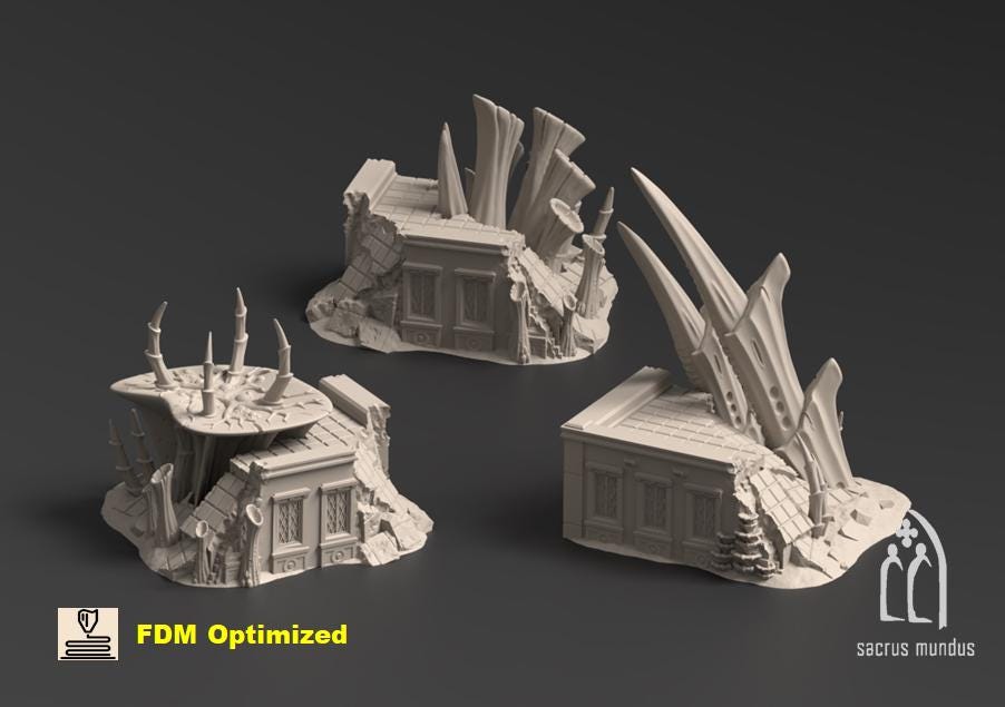 Tulipa, Evolved Infestation. 3d Printing Designs Bundle. Alien Bio Swarm, Hive, Scifi Ruins. Terrain and Scenery for Wargames