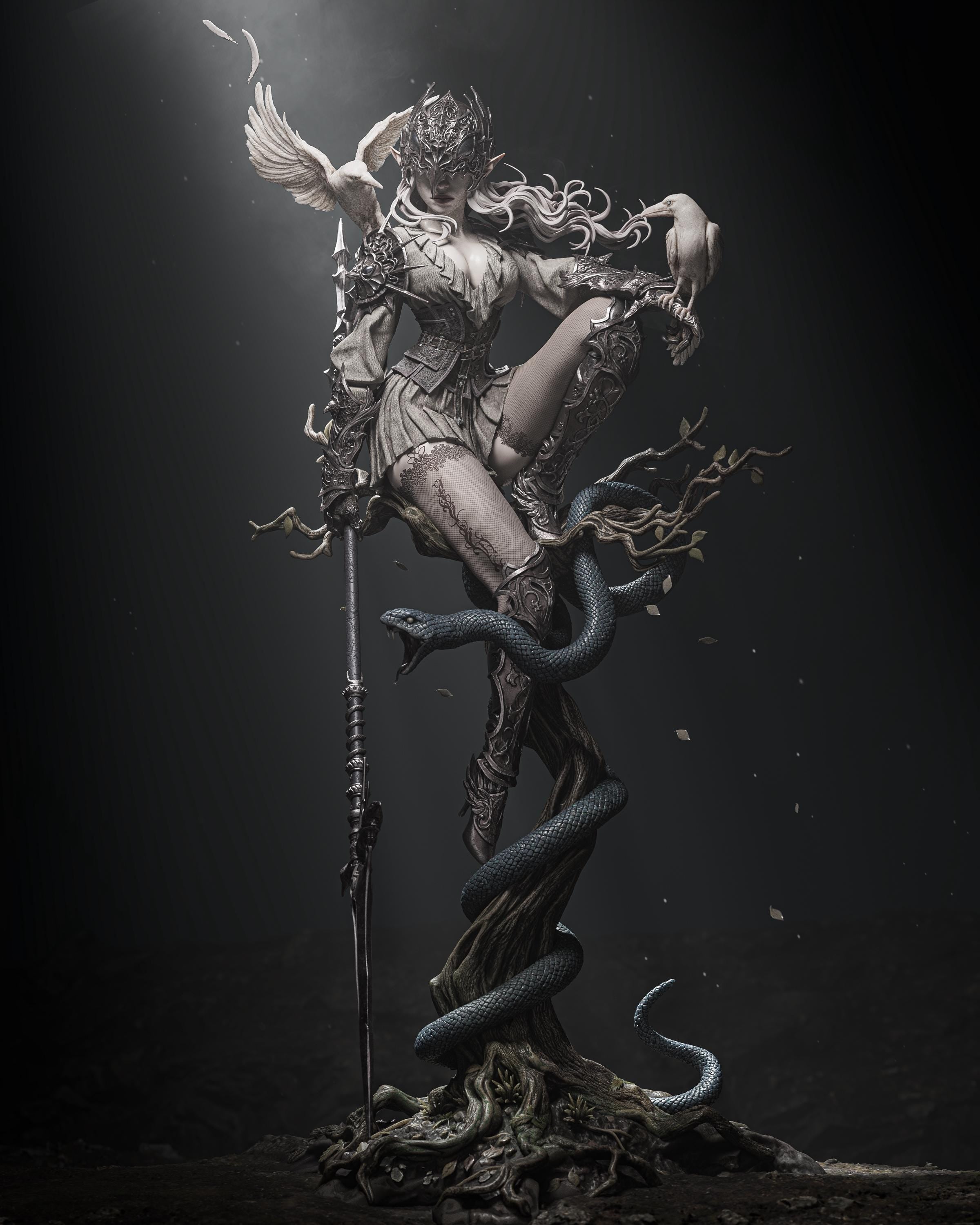 Lenora Queen of Crows | Figurine | Collectible | Pin Up | CA 3D Studios