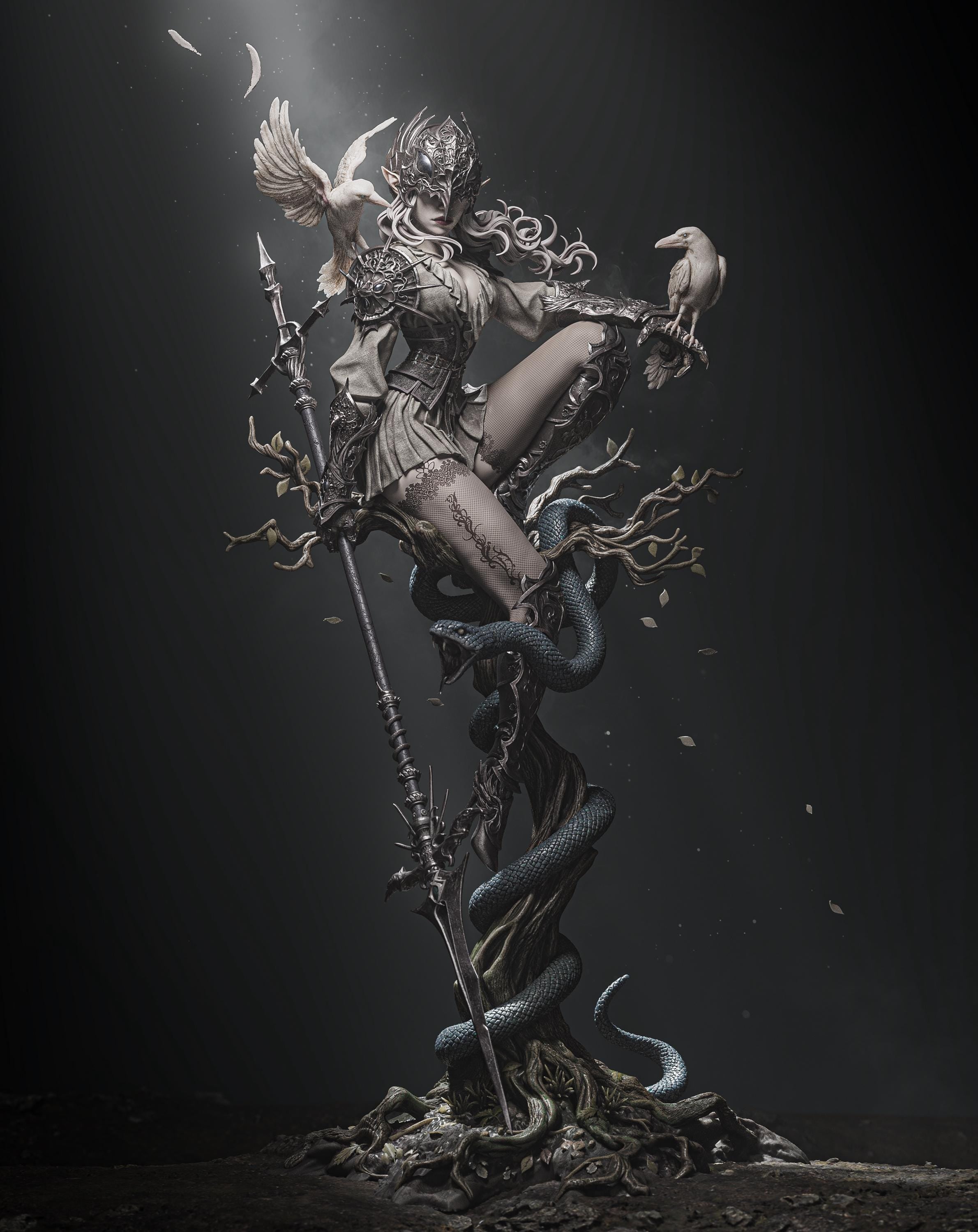 Lenora Queen of Crows | Figurine | Collectible | Pin Up | CA 3D Studios