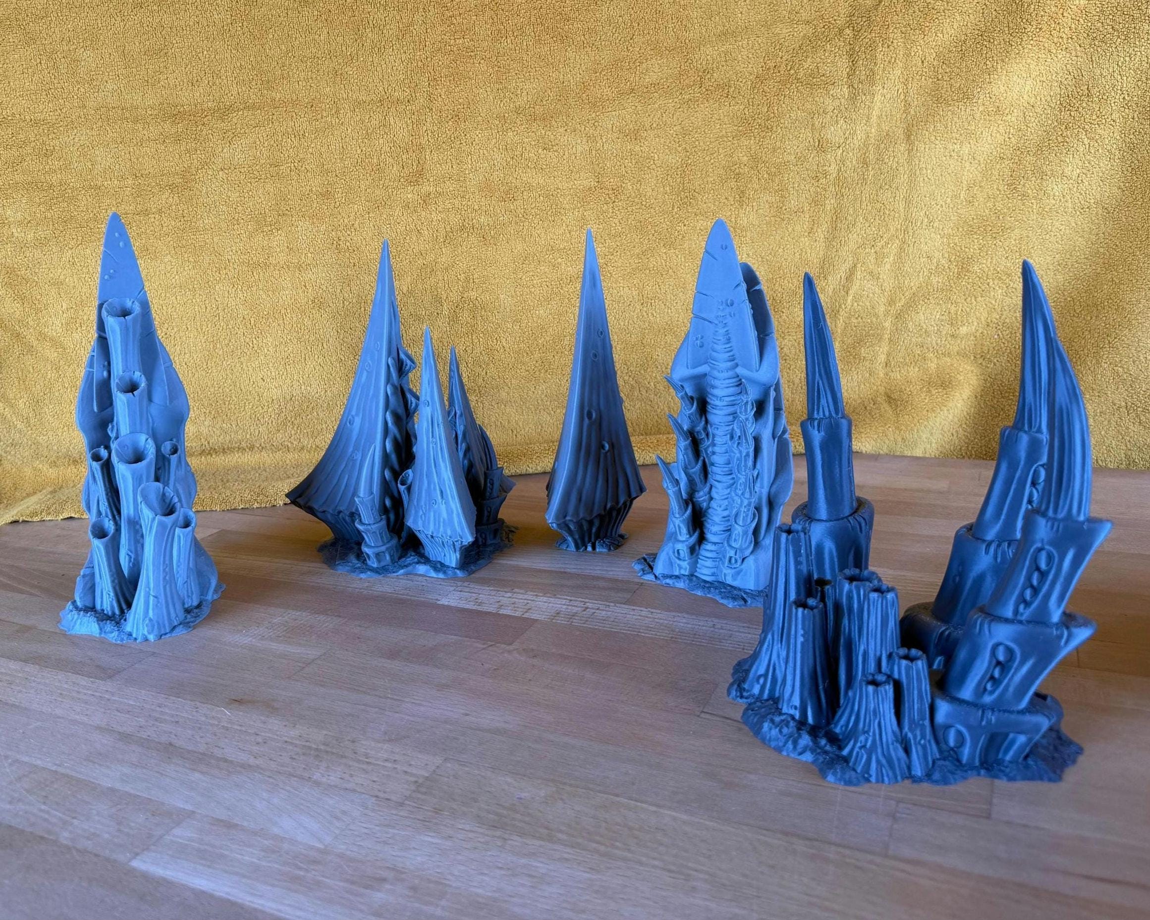 Scatter Terrain | Tulipa, The Infested World. 3d Printing Designs Bundle. Alien Bio Swarm, Hive, Scifi Ruins. Terrain Scenery for Wargames