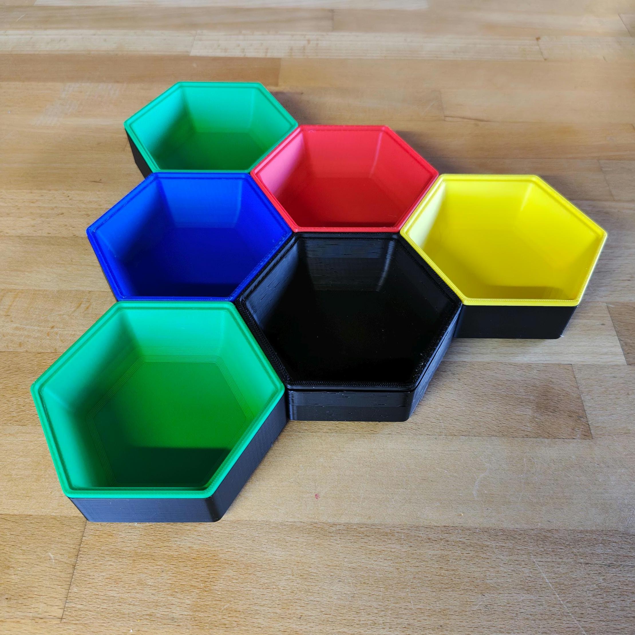 Magnetic Stackable Hexagonal Board Game Piece Tray made from PLA