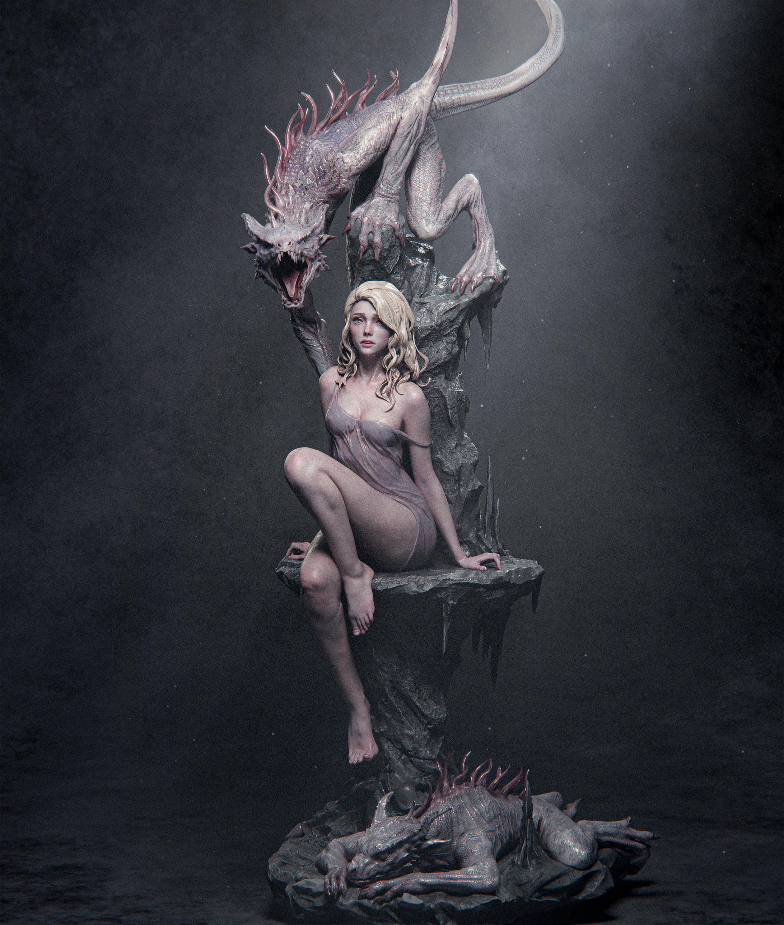 Elegy of the Wyrm |F| Figurine | Collectible | Pin Up | CA 3D Studios
