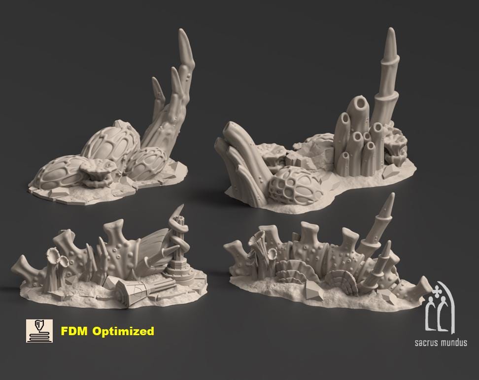 Tulipa, Evolved Infestation. 3d Printing Designs Bundle. Alien Bio Swarm, Hive, Scifi Ruins. Terrain and Scenery for Wargames