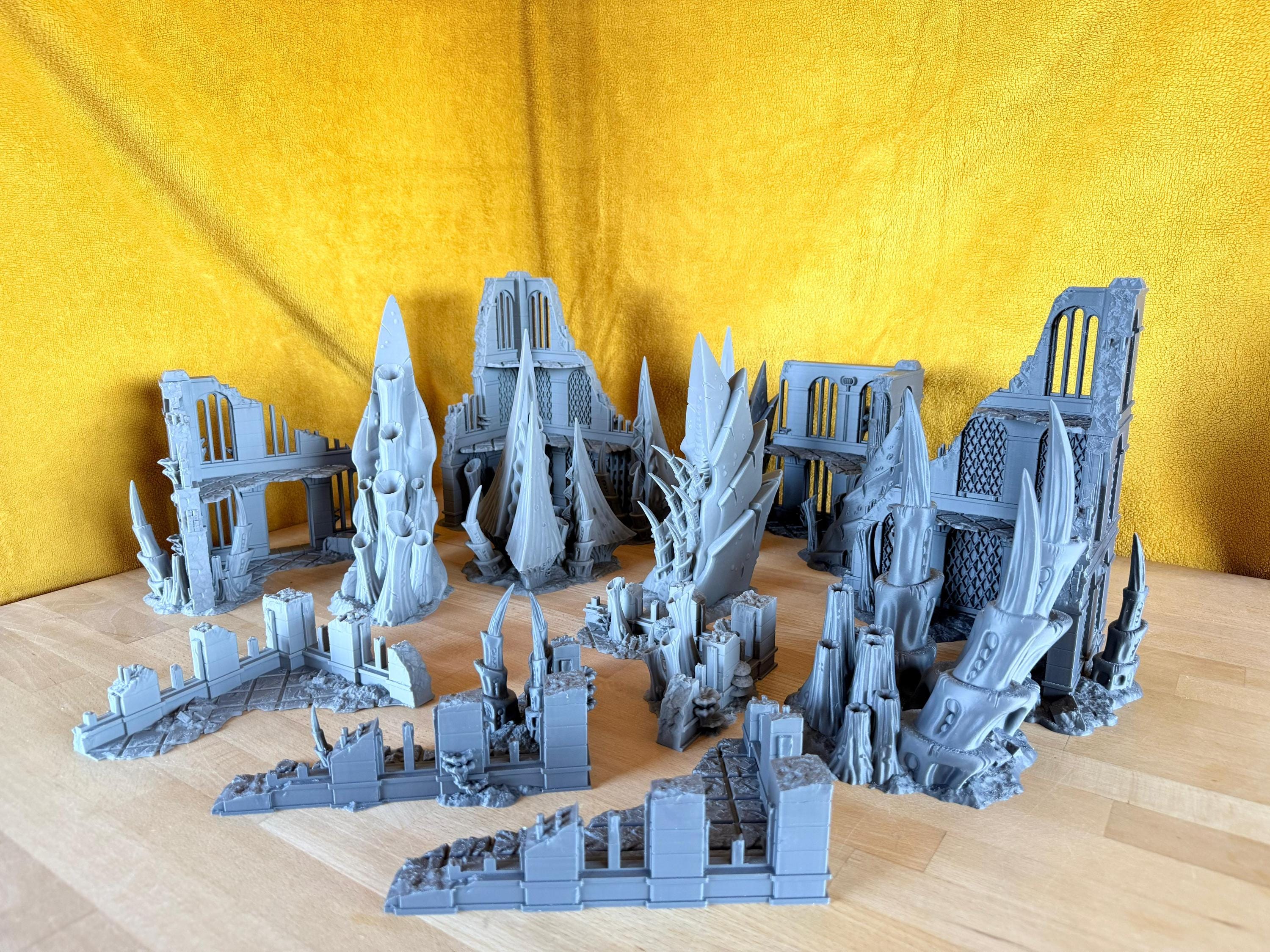 Tulipa, The Infested World. 3d Printing Designs Bundle. Alien Bio Swarm, Hive, Scifi Ruins. Terrain and Scenery for Wargames